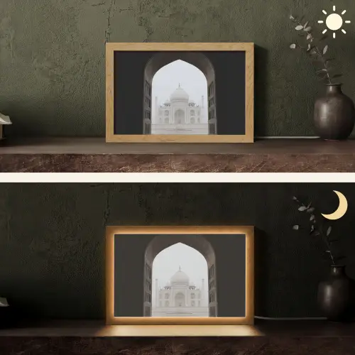 Poort - Symmetrische koepel - Minaretten - Moskee Light Box met kabel (Tafellamp) klein -sfeer3
