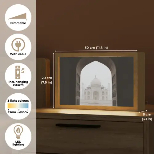 Poort - Symmetrische koepel - Minaretten - Moskee Light Box met kabel (Tafellamp) klein -USP_EN