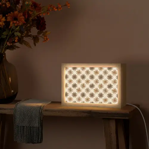 Geografisch - Patroon - Bruin Light Box met kabel (Tafellamp) klein 924 -sfeer4