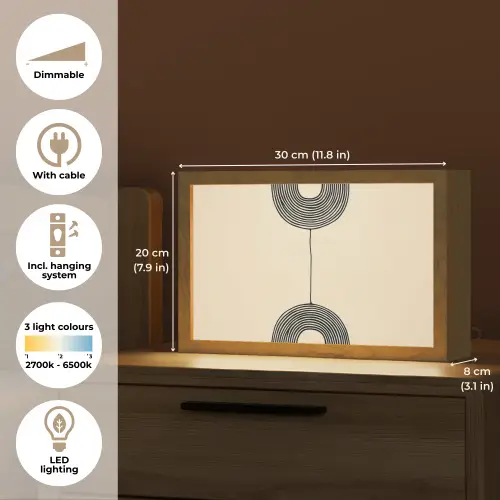 Geometrische bogen - Minimalistisch - Symmetrisch Light Box met kabel (Tafellamp) klein -USP_EN