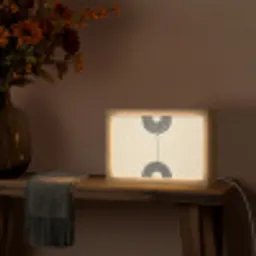 Geometrische bogen - Minimalistisch - Symmetrisch Light Box met kabel (Tafellamp) klein -sfeer4
