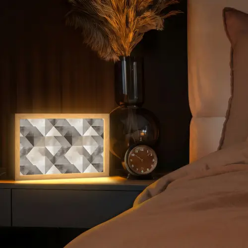 Geometrisch - Motief - Aardetinten Light Box met kabel (Tafellamp) klein 924 -sfeer1