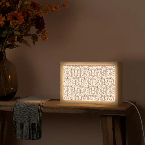 Geometrisch - Patroon - Beige Light Box met kabel (Tafellamp) klein 924 -sfeer4