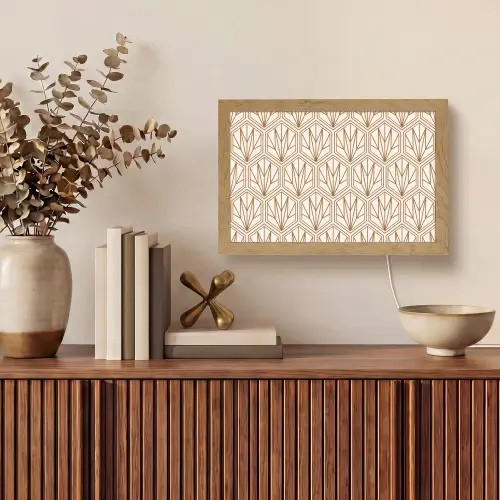 Geometrisch - Patroon - Beige Light Box met kabel (Tafellamp) klein 924 -sfeer2