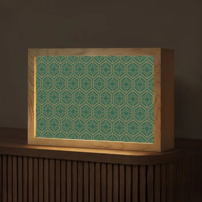 Geometrisch - Patroon - Groen Light Box met kabel (Tafellamp) klein 924 -z3d_website