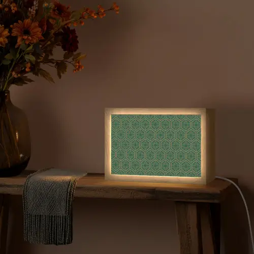 Geometrisch - Patroon - Groen Light Box met kabel (Tafellamp) klein 924 -sfeer4