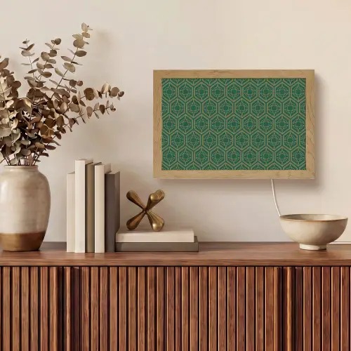 Geometrisch - Patroon - Groen Light Box met kabel (Tafellamp) klein 924 -sfeer2