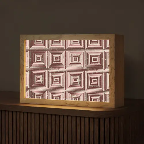 Geometrisch - Patroon - Rood Light Box met kabel (Tafellamp) klein 924 -z3d_website