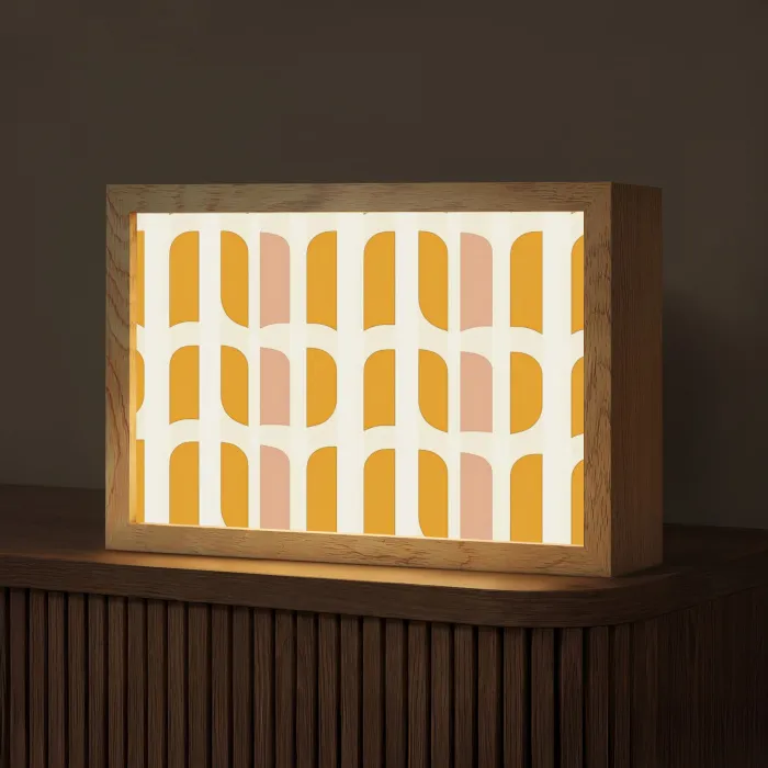 Geometrisch - Patroon - Geel - Roze Light Box met kabel (Tafellamp) klein 924 -z3d_website