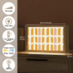 Geometrisch - Patroon - Geel - Roze Light Box met kabel (Tafellamp) klein 924 -USP_EN