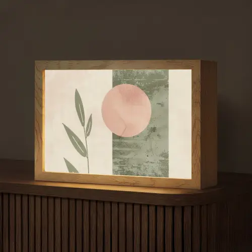 Geometrisch - Roze - Groen - Natuur Light Box met kabel (Tafellamp) klein -z3d_website