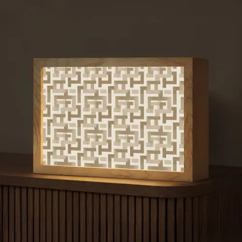 Geometrisch - Retro - Bruin Light Box met kabel (Tafellamp) klein 924 -z3d_website