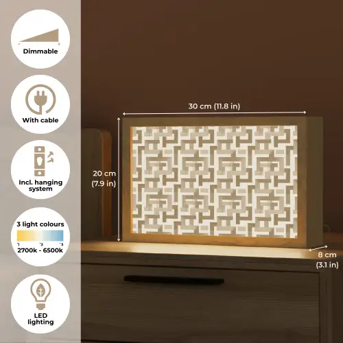 Geometrisch - Retro - Bruin Light Box met kabel (Tafellamp) klein 924 -USP_EN