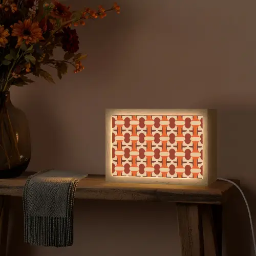 Geometrisch - Retro - Oranje Light Box met kabel (Tafellamp) klein 924 -sfeer4