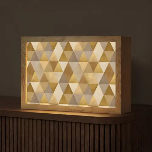 Geometrisch - Driehoek - Goud Light Box met kabel (Tafellamp) klein 924 -z3d_website