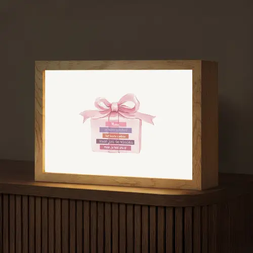 Cadeau - Strik - Tekst - Roze Light Box met kabel (Tafellamp) klein -z3d_website