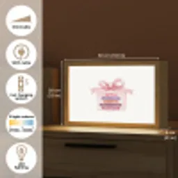 Cadeau - Strik - Tekst - Roze Light Box met kabel (Tafellamp) klein -USP_EN