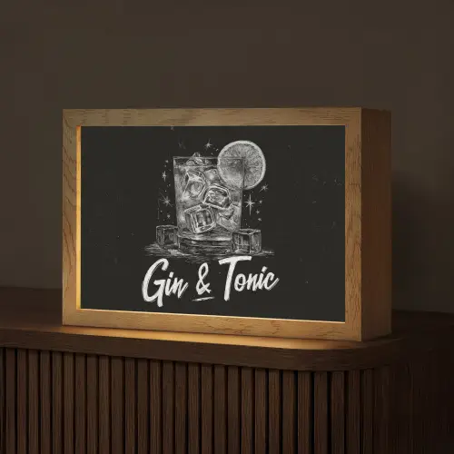 Gin en tonic - Glas - Limoen - Ijsblokjes Light Box met kabel (Tafellamp) klein -z3d_website