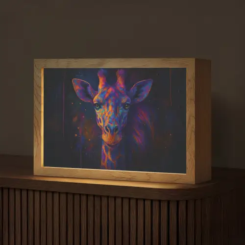 Giraffe - Gekleurd - Verfspatten Light Box met kabel (Tafellamp) klein -z3d_website