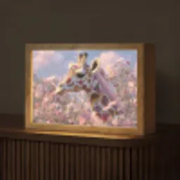 Giraffe - Bloemen - Roze Light Box met kabel (Tafellamp) klein -z3d_website