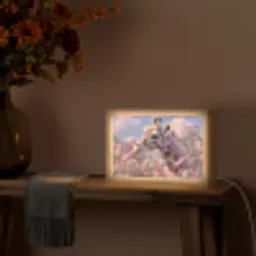 Giraffe - Bloemen - Roze Light Box met kabel (Tafellamp) klein -sfeer4