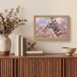 Giraffe - Bloemen - Roze Light Box met kabel (Tafellamp) klein -sfeer2
