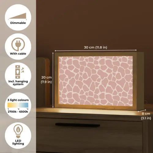 Giraffe - Lichtroze - Warm - Roze Light Box met kabel (Tafellamp) klein 924 -USP_EN