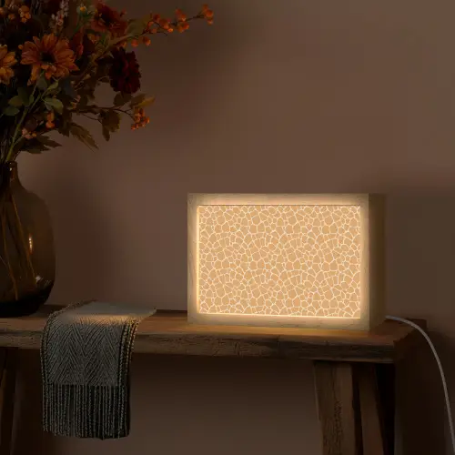 Giraf - Oranje - Patroon Light Box met kabel (Tafellamp) klein 924 -sfeer4