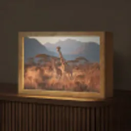 Giraffen - Hoog gras - Acaciabomen Light Box met kabel (Tafellamp) klein -z3d_website