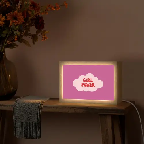 Girl power - Wolk - Roze Light Box met kabel (Tafellamp) klein -sfeer4