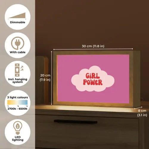 Girl power - Wolk - Roze Light Box met kabel (Tafellamp) klein -USP_EN
