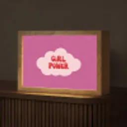 Girl power - Wolk - Roze Light Box met kabel (Tafellamp) klein -z3d_website
