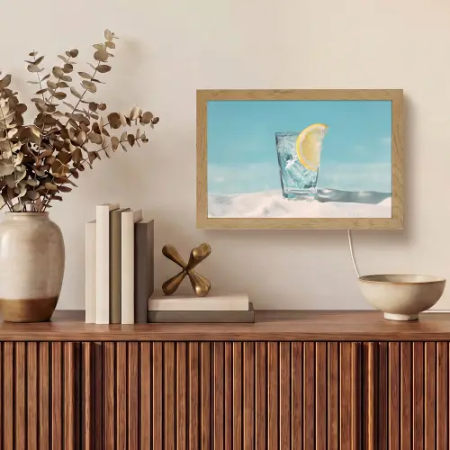 Glas - ijsblokjes - Citroen Light Box met kabel (Tafellamp) klein -sfeer2