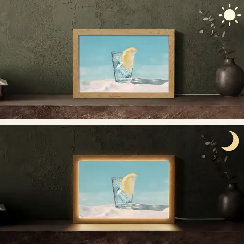 Glas - ijsblokjes - Citroen Light Box met kabel (Tafellamp) klein -sfeer3