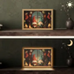 Gnooms - Kerst - Raam - Kleurrijk Light Box met kabel (Tafellamp) klein -sfeer3