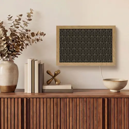 Goud - Zwart - Lijnen Light Box met kabel (Tafellamp) klein 924 -sfeer2