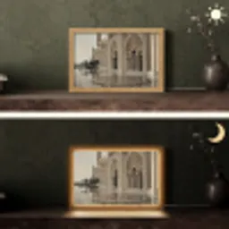 Gouden details - Marmer - Islamitisch Light Box met kabel (Tafellamp) klein -sfeer3