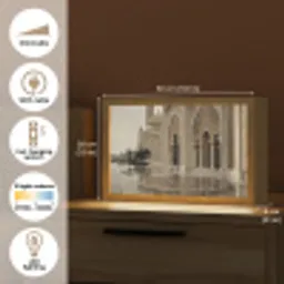 Gouden details - Marmer - Islamitisch Light Box met kabel (Tafellamp) klein -USP_EN