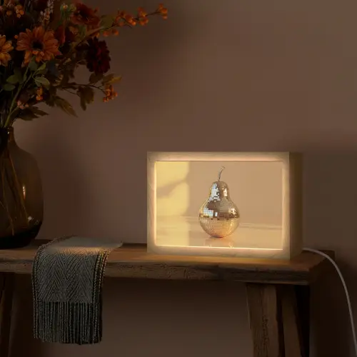 Goud - Disco - Glitter - Peer Light Box met kabel (Tafellamp) klein -sfeer4