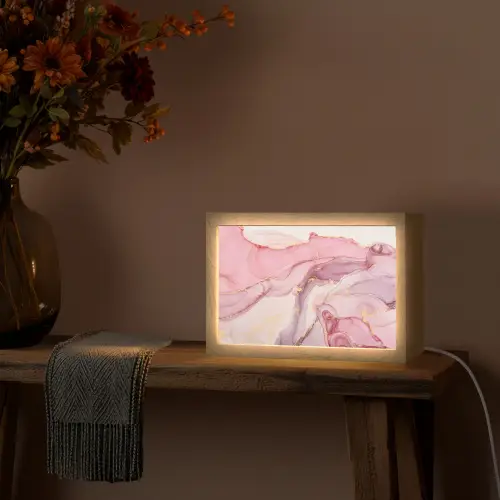 Goud - Marmer - Roze Light Box met kabel (Tafellamp) klein -sfeer4