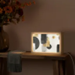 Goud - Rechthoeken - Cirkels - Abstract Light Box met kabel (Tafellamp) klein -sfeer4