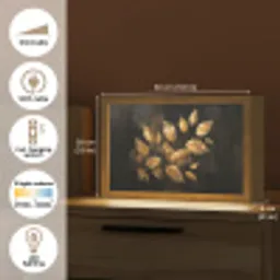 Gouden Bladeren op Donkere Achtergrond Light Box met kabel (Tafellamp) klein -USP_EN