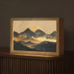 Gouden Bergen bij Maanlicht Light Box met kabel (Tafellamp) klein -z3d_website
