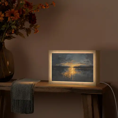 Gouden Reflectie op Water Light Box met kabel (Tafellamp) klein -sfeer4