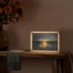 Gouden Reflectie op Water Light Box met kabel (Tafellamp) klein -sfeer4