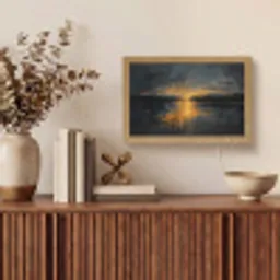 Gouden Reflectie op Water Light Box met kabel (Tafellamp) klein -sfeer2