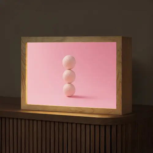 Golfballen - Roze - Drie Light Box met kabel (Tafellamp) klein -z3d_website