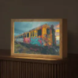 Graffiti - Verlaten trein - Street art Light Box met kabel (Tafellamp) klein -z3d_website