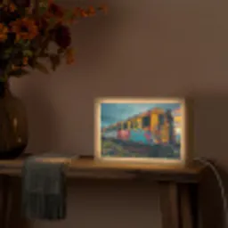 Graffiti - Verlaten trein - Street art Light Box met kabel (Tafellamp) klein -sfeer4