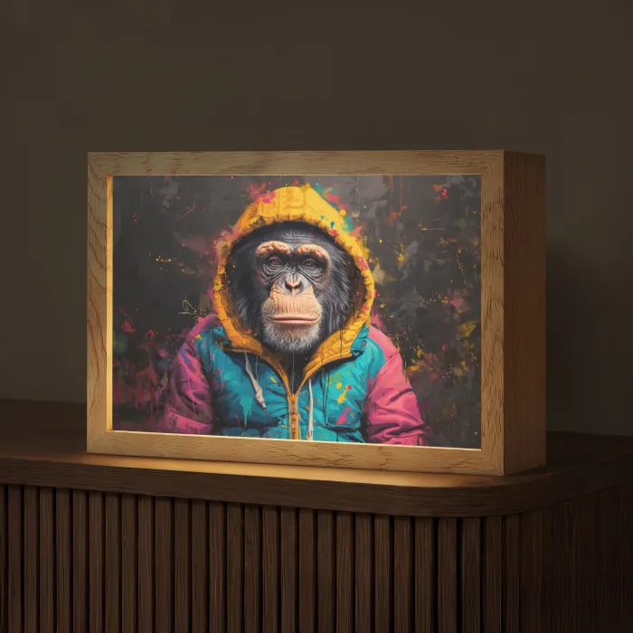 Graffiti - Chimpansee - Jas - Aap - Verf Light Box met kabel (Tafellamp) klein -z3d_website